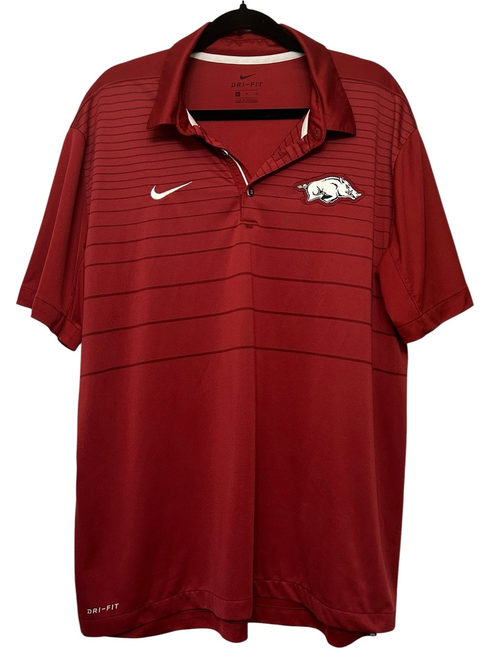 Nike Mens Dri-FIT Arkansas Razorback Polo Sz XL Lightweight Football SEC Gameday